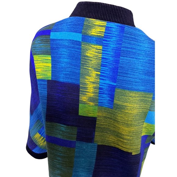 Vintage Wool Blend Geometric Print Jacket With Mandarin Collar & Frog Closure - Picture 7 of 11